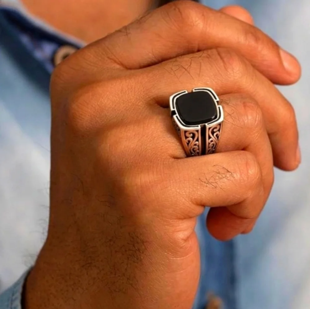 Silver and Black Men's Ring Sz 12